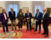 Amilivia, en el centro, flanqueado por Armisén, Melero, Jiménez y dos diputados provinciales