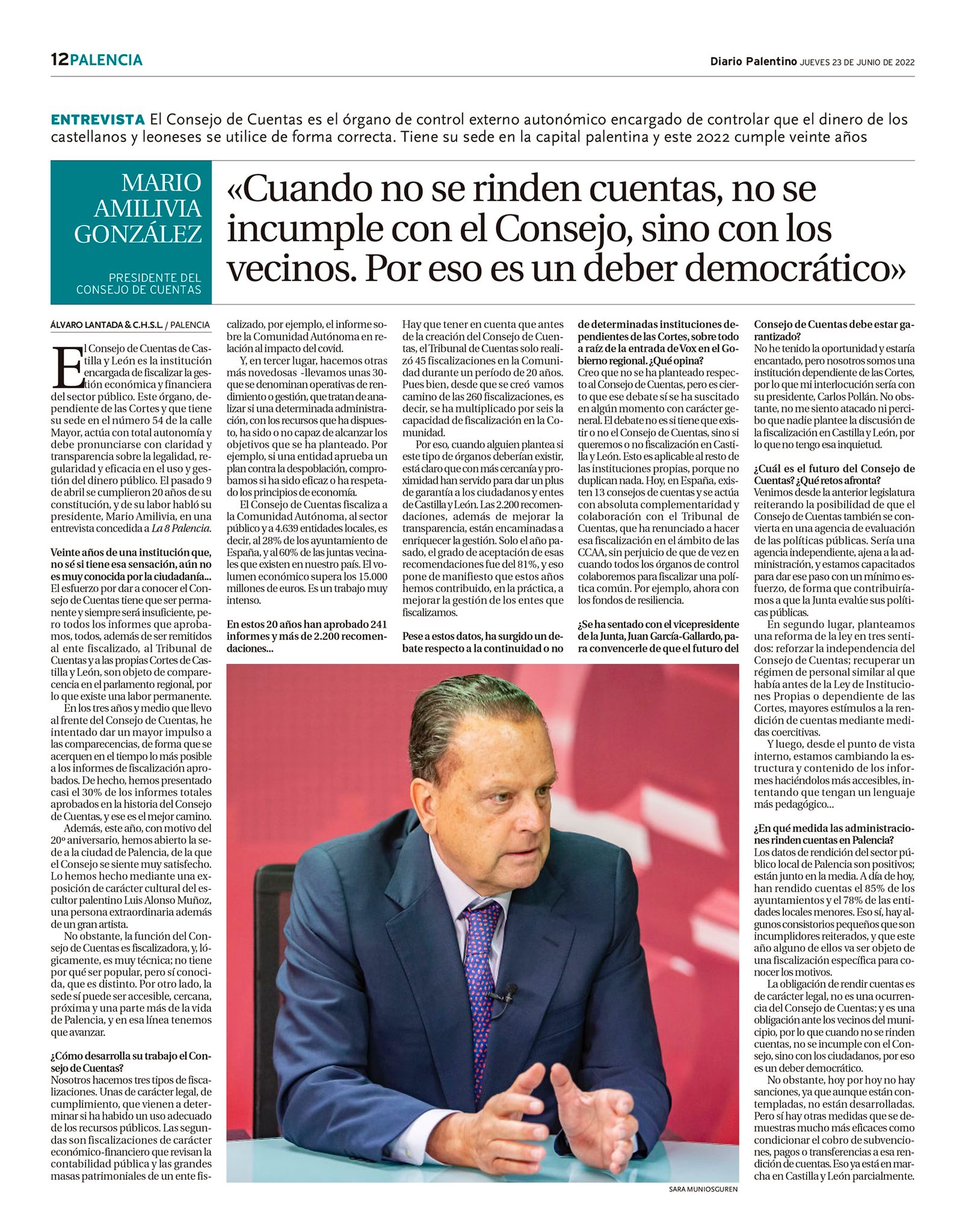 La entrevista en Diario Palentino